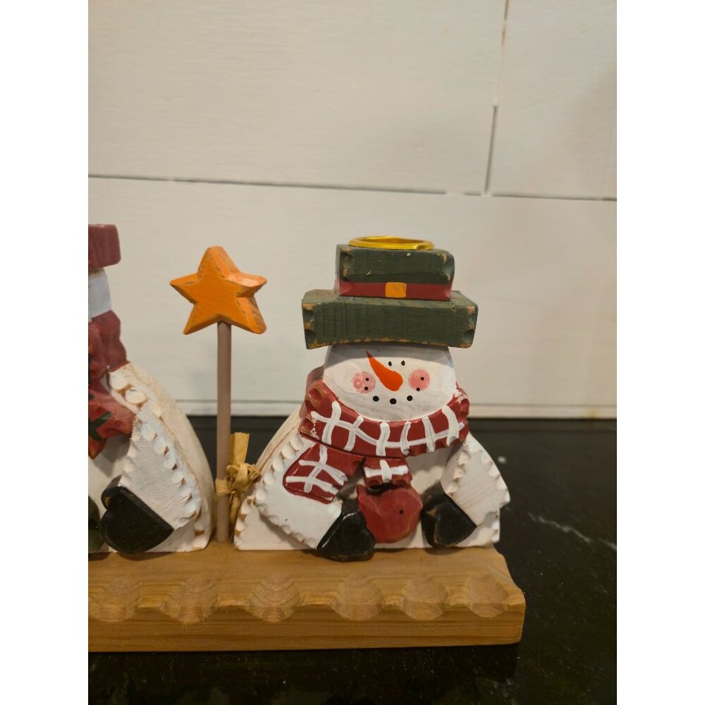 Rustic Snowman Candle Holder Primitive Christmas Centerpiece Farmhouse Holiday D - Picture 6 of 10
